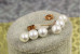 Сережки гвоздики Xuping Jewelry три перлини 2.2 см золотисті