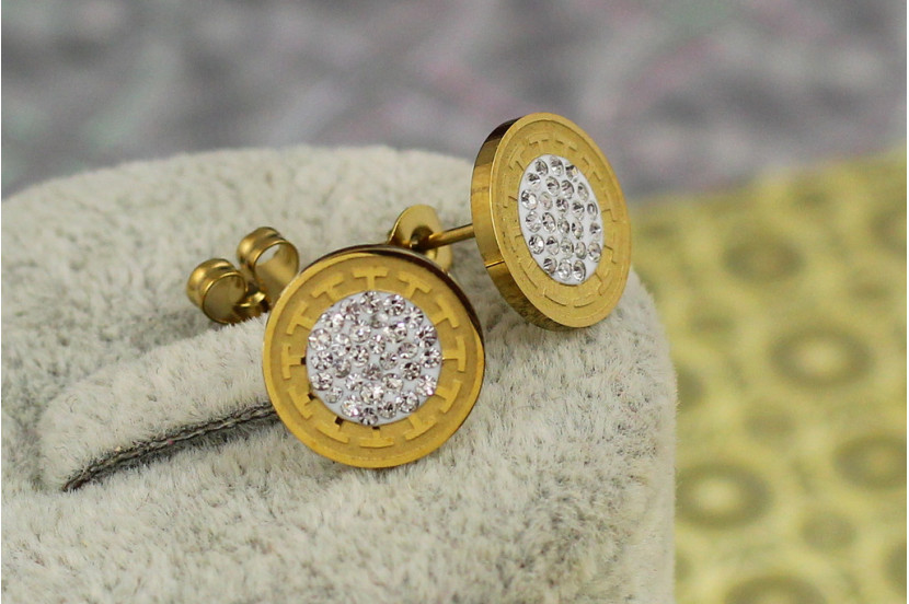 Сережки гвоздики Xuping Jewelry монетка Версаче 1.2 см лимонне золото