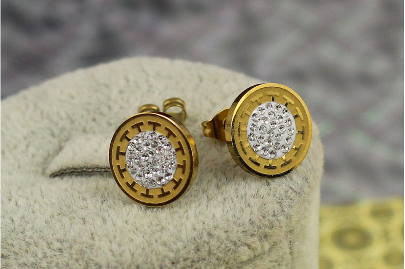 Сережки гвоздики Xuping Jewelry монетка Версаче 1.2 см лимонне золото
