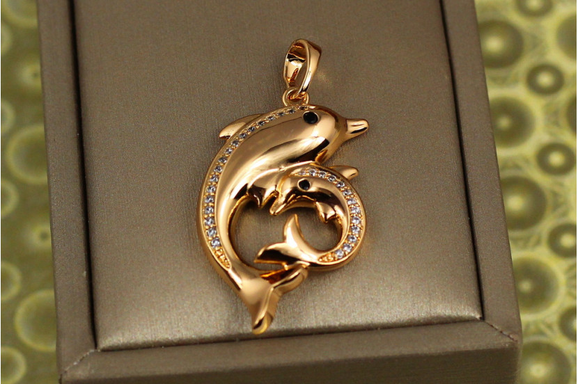 Кулон Xuping Jewelry дельфіни мати та дитинча 3 см золотистий
