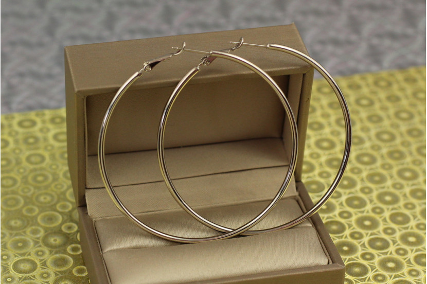 Сережки кільця Xuping Jewelry гладкі 6 см сріблясті