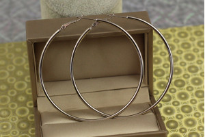Сережки кільця Xuping Jewelry гладкі 6 см сріблясті