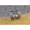 Сережки кільця Xuping Jewelry широкі з дрібних фіанітів посередині квіточок 1.5 см сріблясті