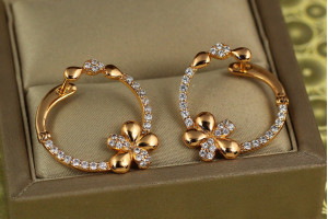 Сережки Xuping Jewelry дужки баттерфляй 2.3 см золоті