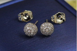 Сережки гвоздики Xuping Jewelry напівсфера з камінців 7 мм сріблясті
