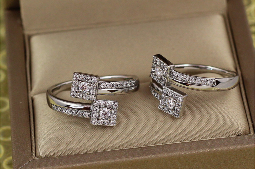 Кільце Xuping Jewelry два квадрати р 19 сріблясте