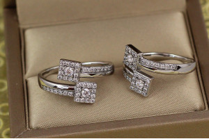 Кільце Xuping Jewelry два квадрати р 20 сріблясте