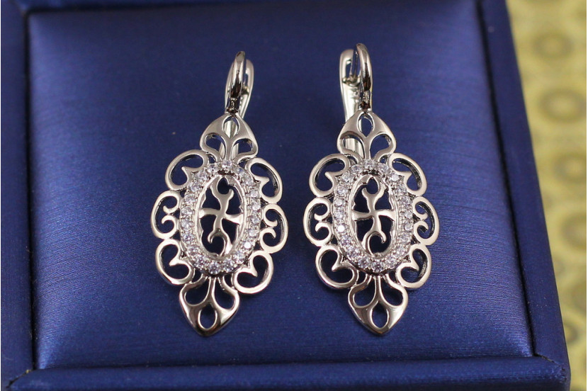 Сережки Xuping Jewelry східний край 3.3 см сріблясті