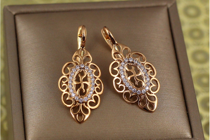 Сережки Xuping Jewelry східний край 3.3 см золотисті