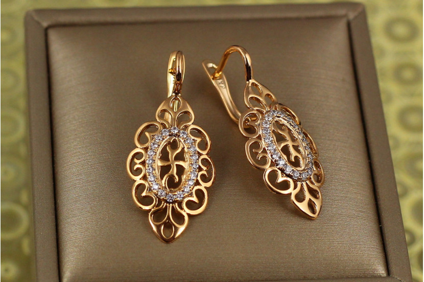 Сережки Xuping Jewelry східний край 3.3 см золотисті