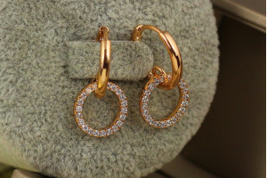 Сережки Xuping Jewelry тонке кільце в кільці 2.2 см золоті