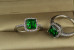 Кільце Xuping Jewelry зелений квадрат в оправі з дрібних фіанітів 16 р сріблясте