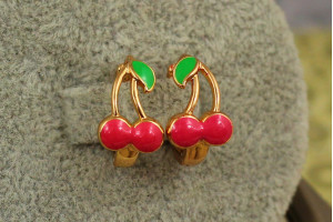 Сережки дитячі Xuping Jewelry вишеньки 1.5 см золоті