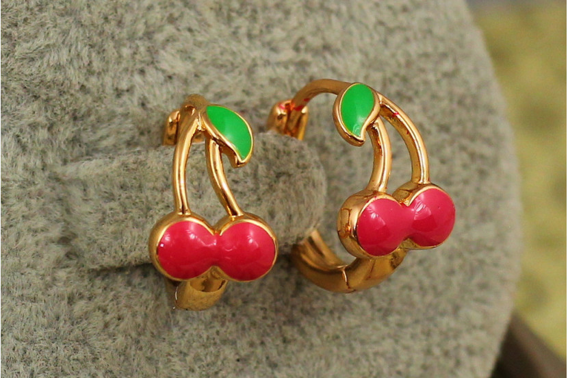 Сережки дитячі Xuping Jewelry вишеньки 1.5 см золотисті