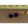 Сережки гвоздики Xuping Jewelry синій фіаніт на шість кріплень 6 мм золотисті