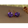 Сережки гвоздики Xuping Jewelry фіолетовий фіаніт на шість кріплень 6 мм золотисті