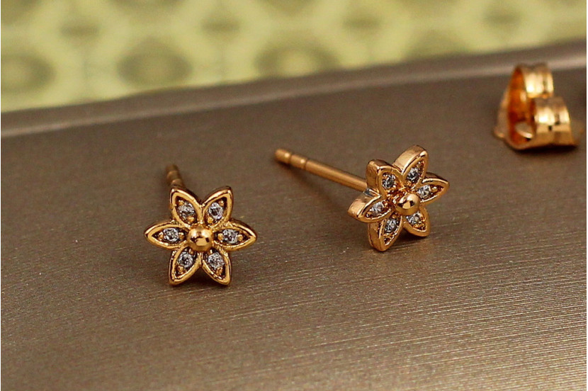 Сережки гвоздики Xuping Jewelry ала квіточка 7 мм золотисті