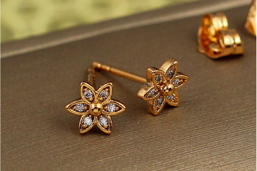 Сережки гвоздики Xuping Jewelry ала квіточка 7 мм золотисті