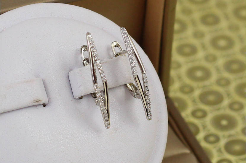 Сережки Xuping Jewelry гострий ромб 2.5 см сріблясті