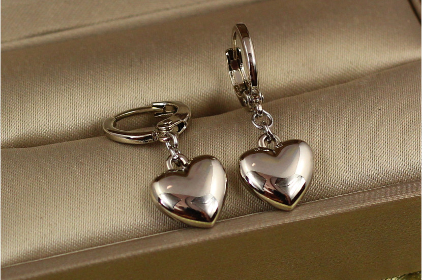 Сережки Xuping Jewelry підвіски чисте серце 2.6 см сріблясті