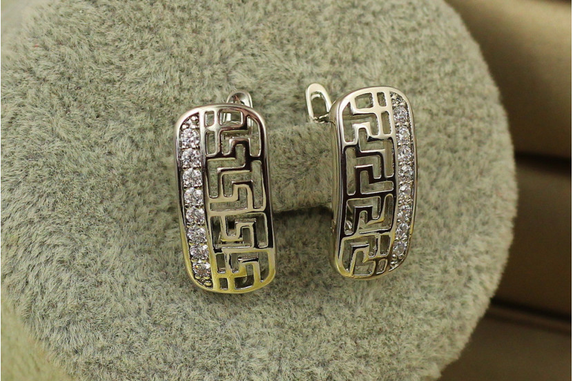 Сережки Xuping Jewelry міф з грецьким візерунком 1.9 см сріблясті