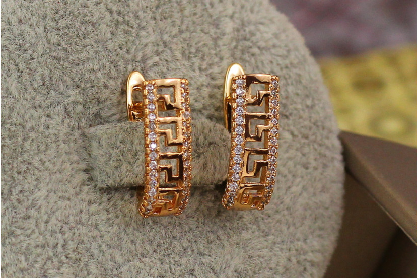 Сережки Xuping Jewelry елада з грецьким візерунком 1.7 см золотисті