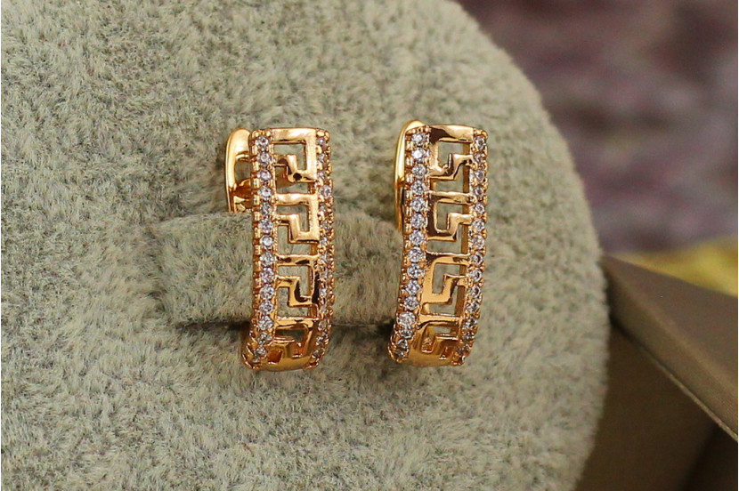 Сережки Xuping Jewelry елада з грецьким візерунком 1.7 см золотисті