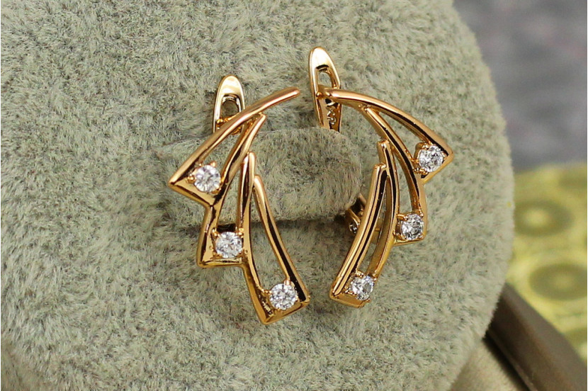 Сережки Xuping Jewelry складений віял 2 см золотисті