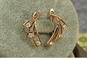 Сережки Xuping Jewelry складання віял 2 см золотисті