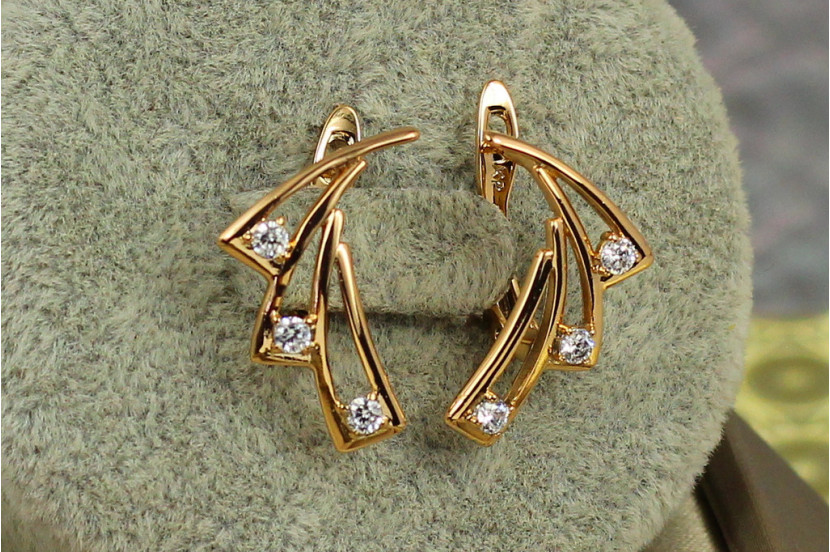 Сережки Xuping Jewelry складений віял 2 см золотисті