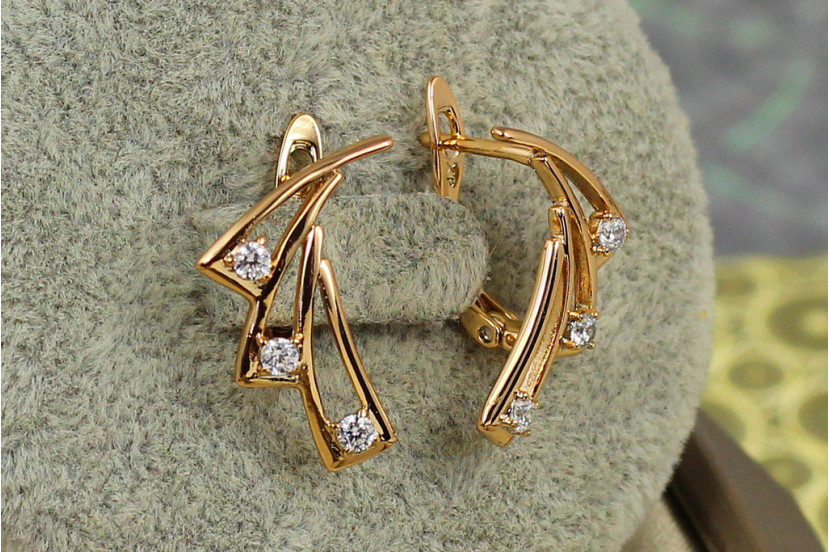 Сережки Xuping Jewelry складений віял 2 см золотисті