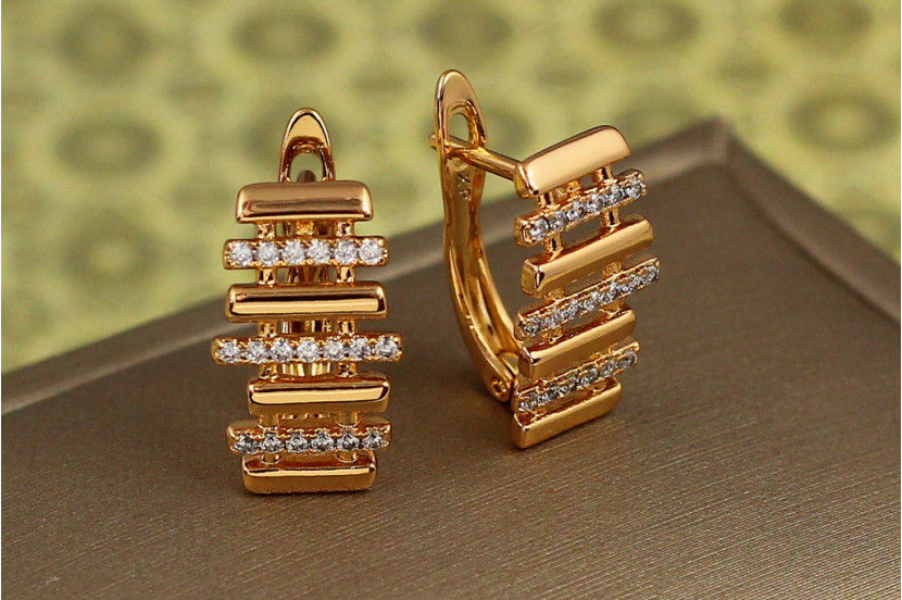 Сережки Xuping Jewelry парканчик 1.6 см золотисті