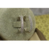 Сережки Xuping Jewelry три доріжки з фіанітів 2.4 см сріблясті