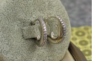 Сережки Xuping Jewelry кільця з камінням відкривачка 1.8 см сріблясті