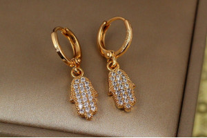 Сережки Xuping Jewelry підвіски хамса 2.6 см золоті