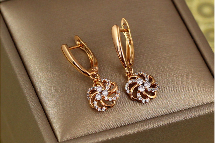 Сережки Xuping Jewelry підвіски мальва 2.6 см золотисті