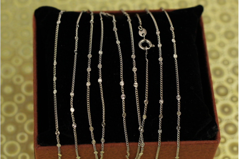 Ланцюг Xuping Jewelry панцирний з круглими вставками 45 см 1 мм сріблястий