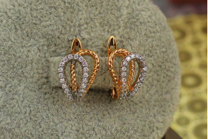 Сережки Xuping Jewelry дві петельки з родієм 1,4 см золоті