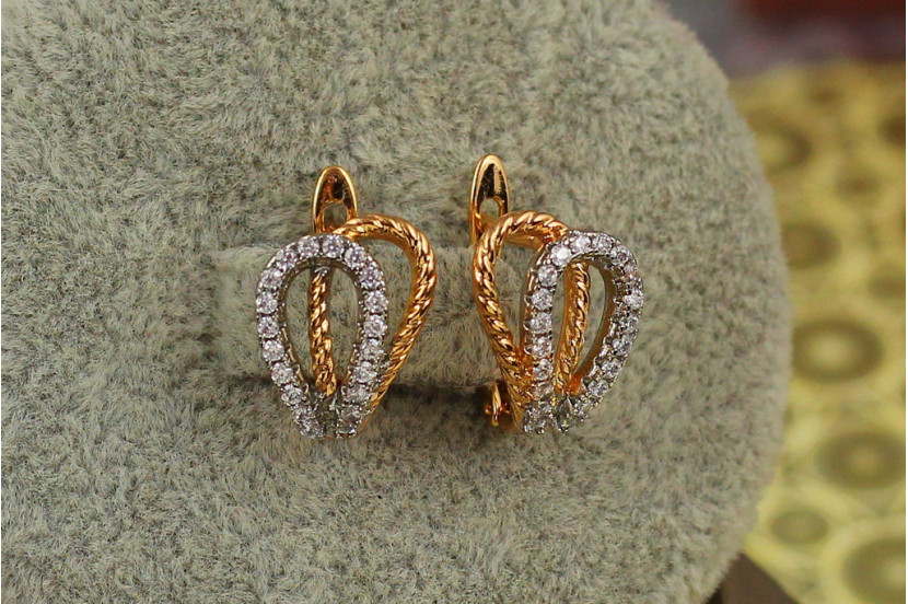 Сережки Xuping Jewelry дві петельки з родієм 1,4 см золотисті