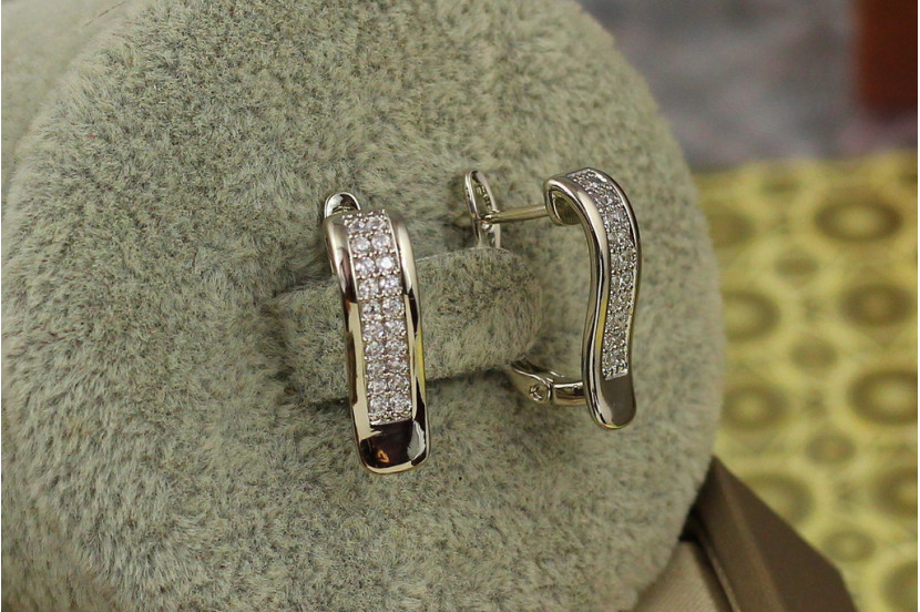 Сережки Xuping Jewelry хвиля з двома доріжками 1,7 см сріблясті