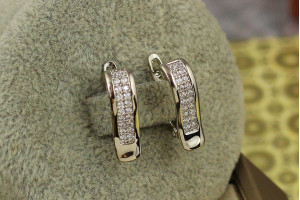 Сережки Xuping Jewelry хвиля з двома дорожками 1,7 см сріблясті