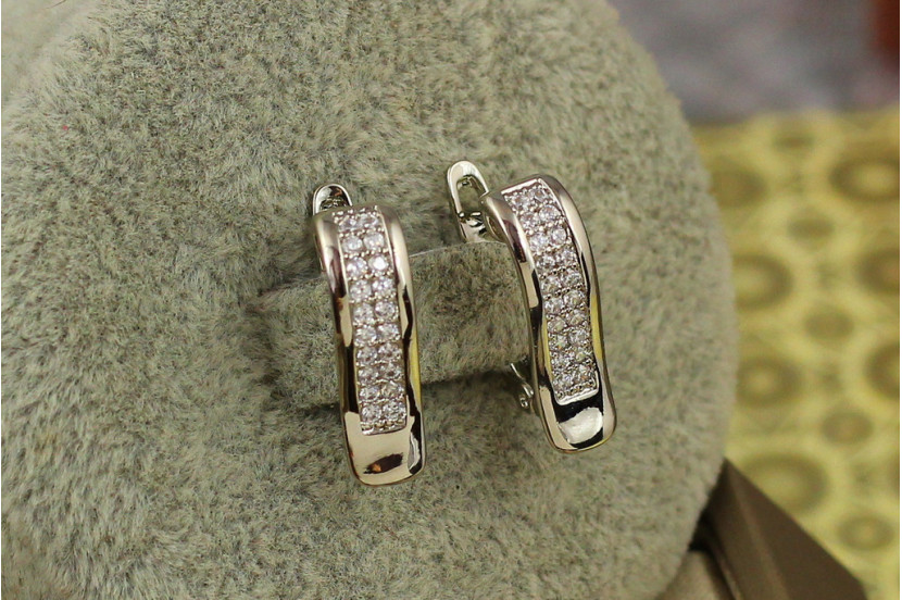 Сережки Xuping Jewelry хвиля з двома доріжками 1,7 см сріблясті