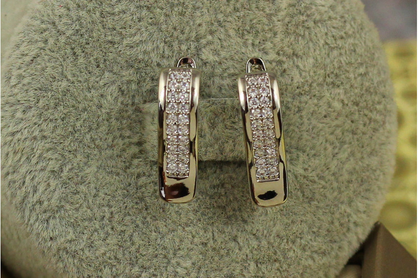 Сережки Xuping Jewelry хвиля з двома доріжками 1,7 см сріблясті