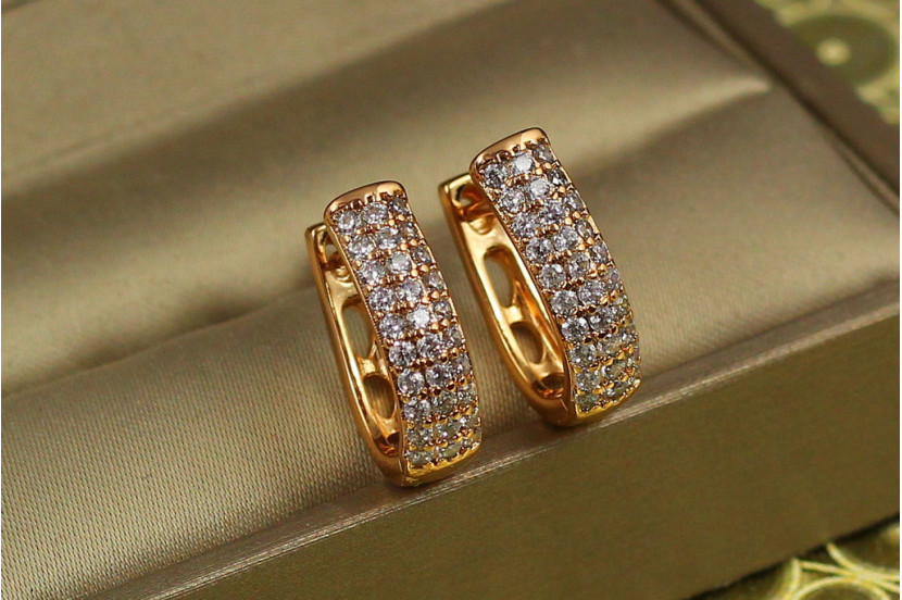 Сережки Xuping Jewelry три доріжки опуклі 1.6 см золотисті