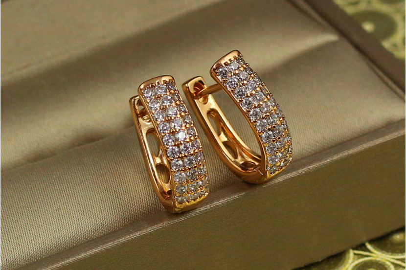 Сережки Xuping Jewelry три доріжки опуклі 1.6 см золотисті