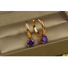 Сережки Xuping Jewelry кільце з фіолетовим каменем 2.1 см золотисті
