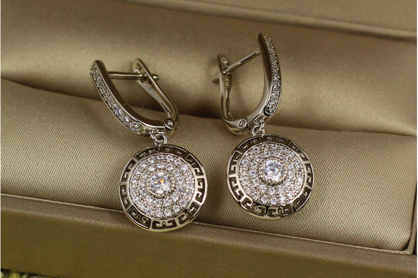 Сережки підвіски Xuping Jewelry Версаче круглі 3 см сріблясті
