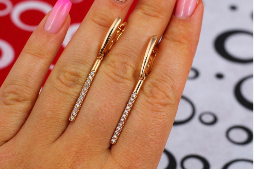 Сережки підвіски Xuping Jewelry Палички 4,5 см золотисті