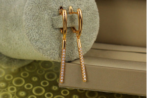 Сережки підвіски Xuping Jewelry Палички 4,5 см золоті