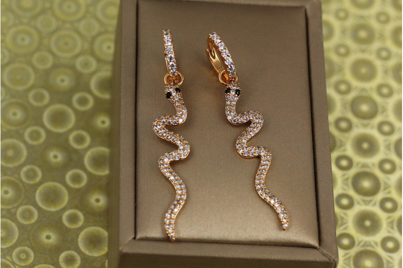 Сережки підвіски Xuping Jewelry Звивальна змія 5,2 см золотисті